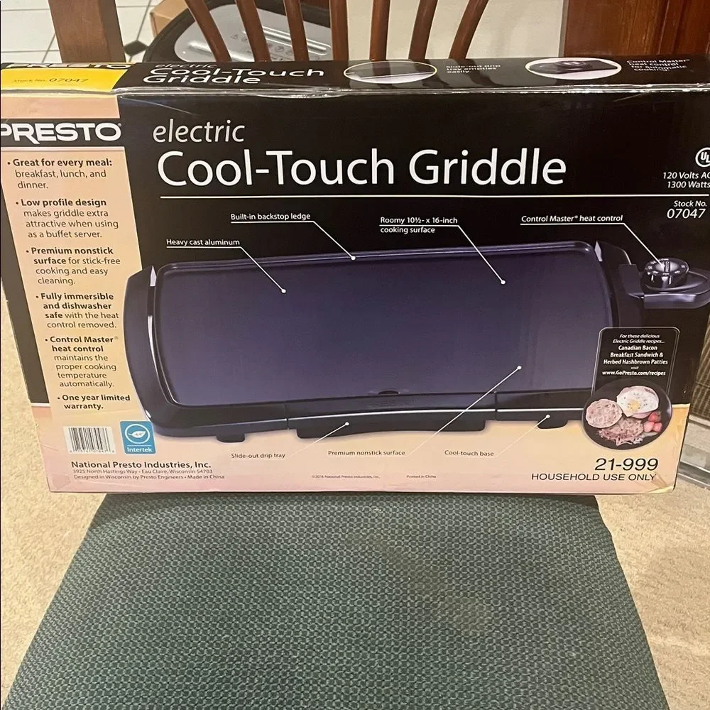 Presto Black Electric Cool-Touch Griddle